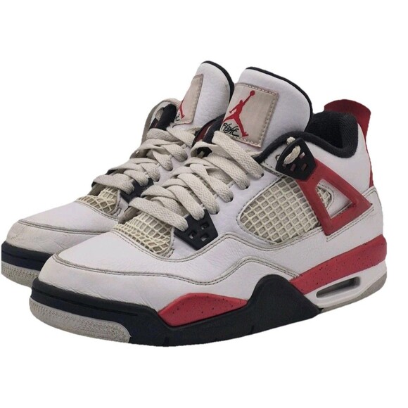 Air Jordan 4 Retro Grade School Shoes Red and White Cement Size 5Y No insoles